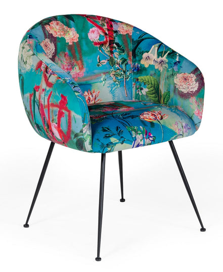 Roxann - Contemporary Floral Velvet Dining Chair - image 2