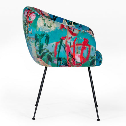 Roxann - Contemporary Floral Velvet Dining Chair - image 3