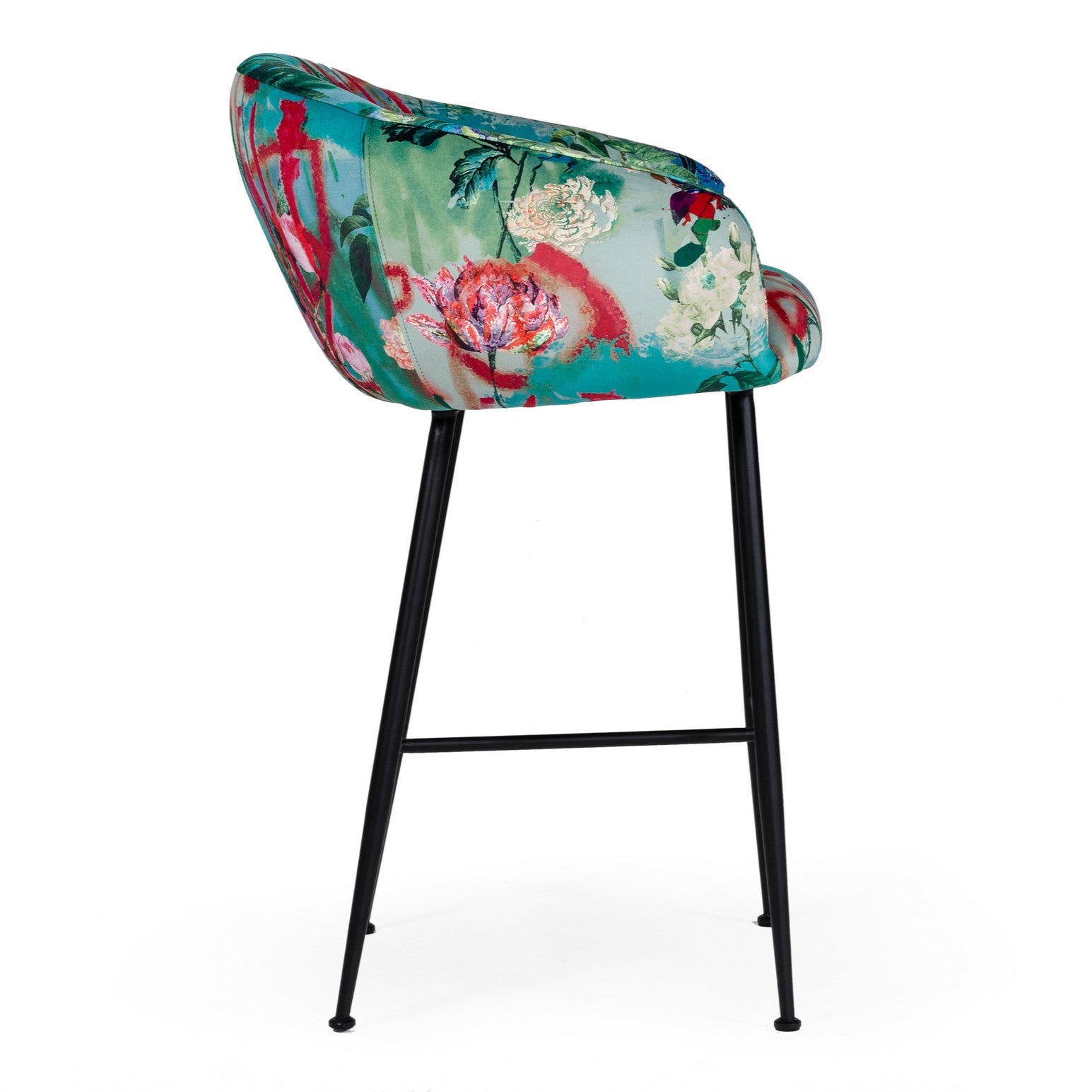 Roxann - Contemporary Floral Velvet Bar Stool - image 2