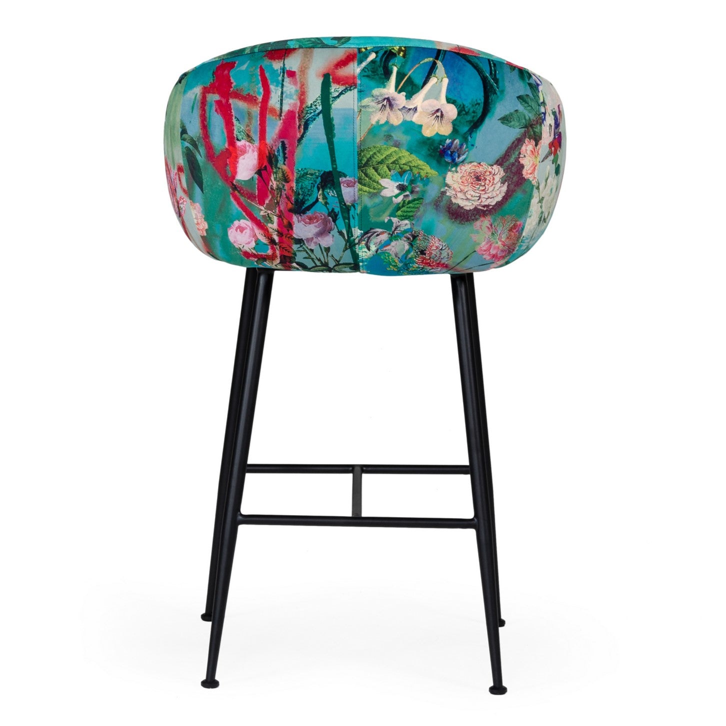 Roxann - Contemporary Floral Velvet Bar Stool - image 3