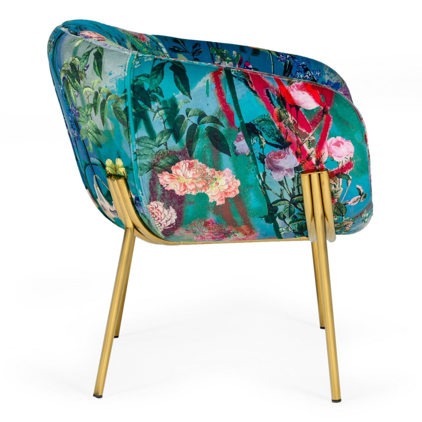 Falco - Contemporary Floral Velvet and Gold Accent Chair - image 2