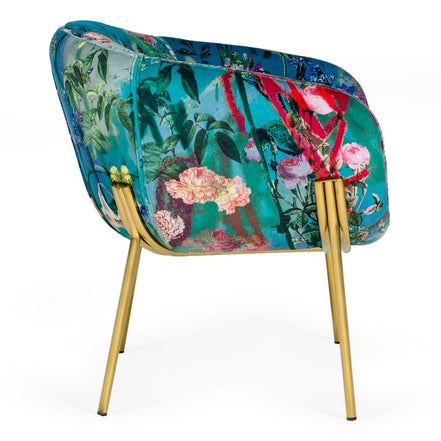 Falco - Contemporary Floral Velvet and Gold Accent Chair - image 2