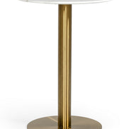 Fairway - Glam White Marble and Brushed Gold Bar Table