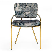 Farnon - Modern Patterned Velvet and Gold Dining Chair - image 4