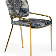 Farnon - Modern Patterned Velvet and Gold Dining Chair - image 3