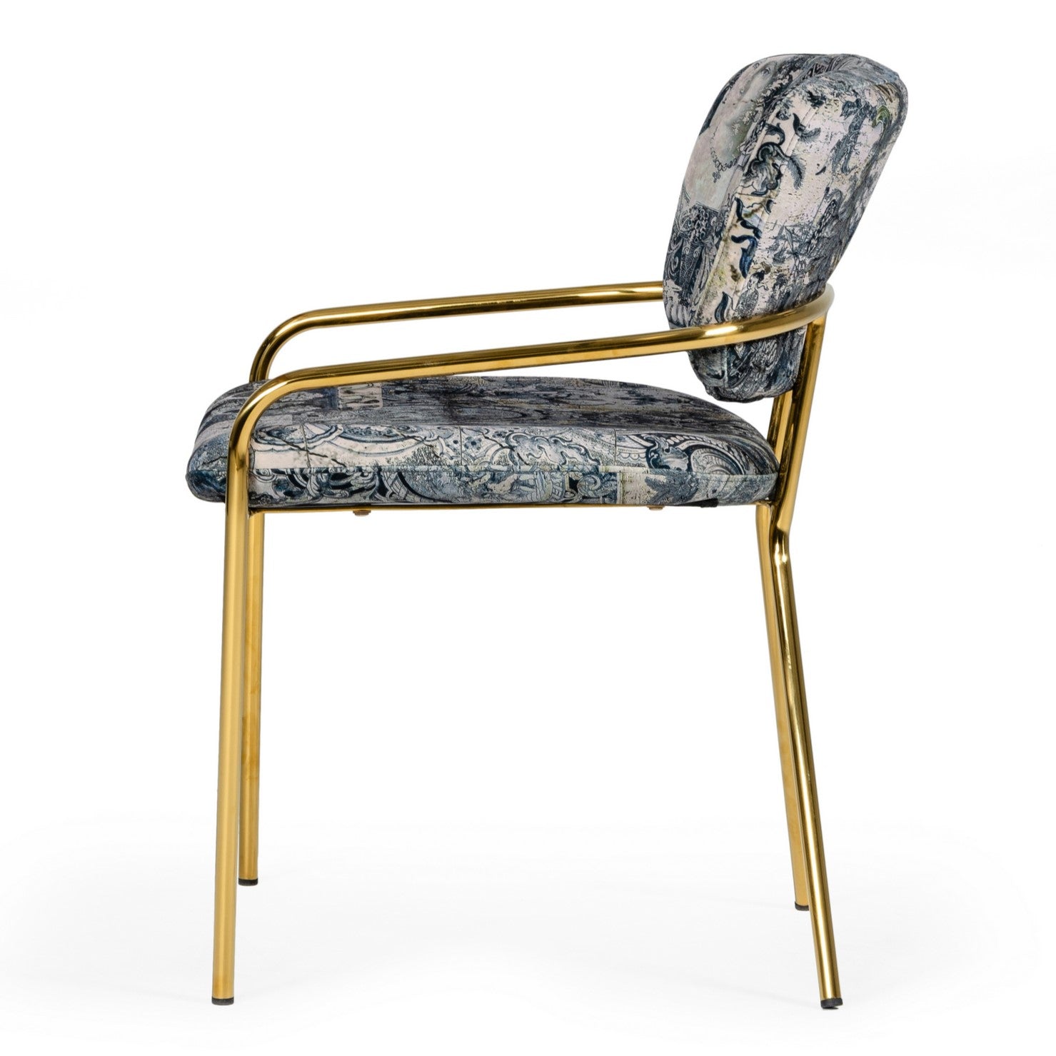 Farnon - Modern Patterned Velvet and Gold Dining Chair - image 5