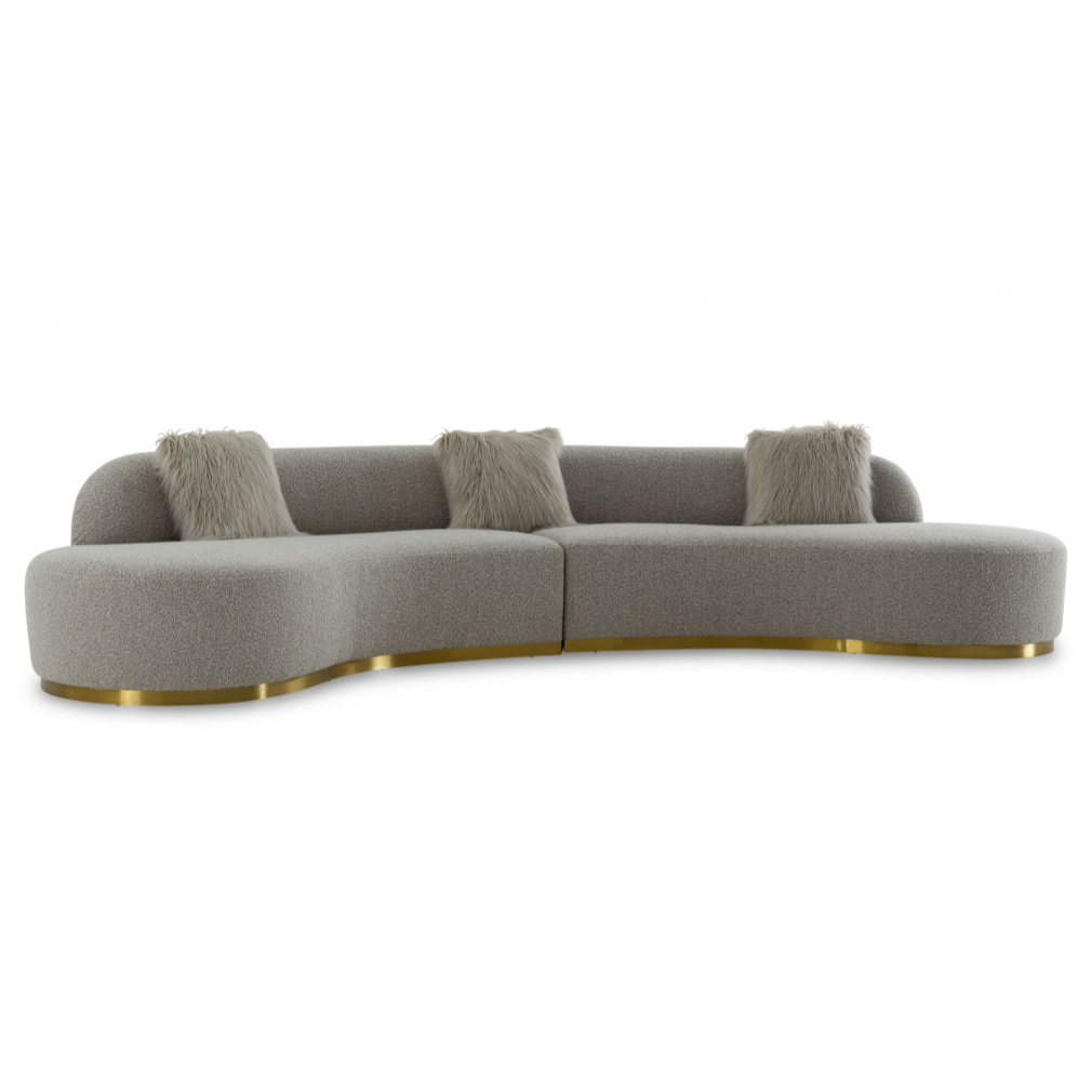 Frontier - Glam Grey Fabric Curved Sectional Sofa - image 2