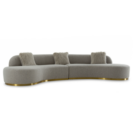 Frontier - Glam Grey Fabric Curved Sectional Sofa - image 2