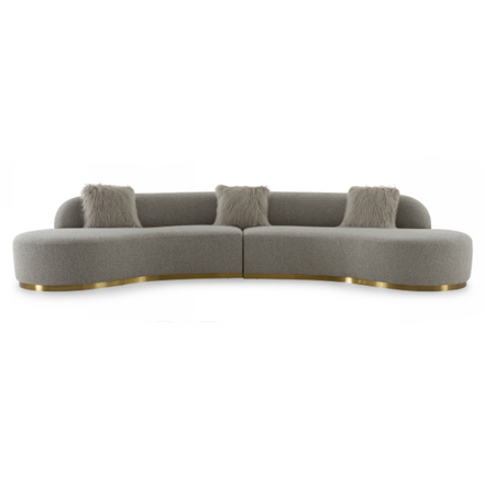 Frontier - Glam Grey Fabric Curved Sectional Sofa