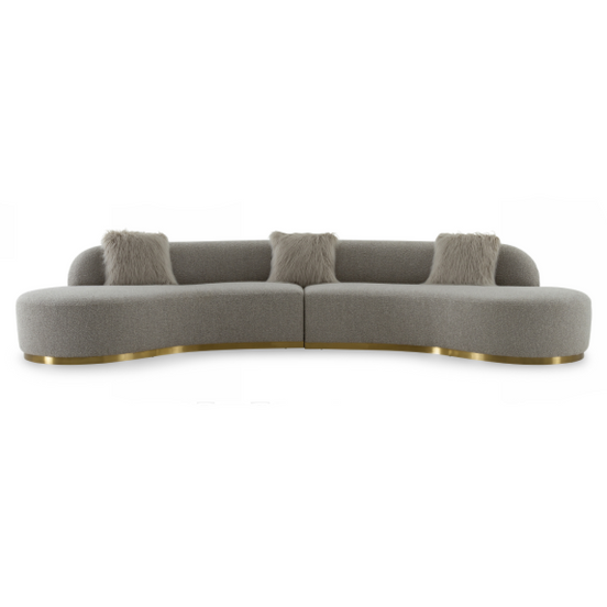 Frontier - Glam Grey Fabric Curved Sectional Sofa