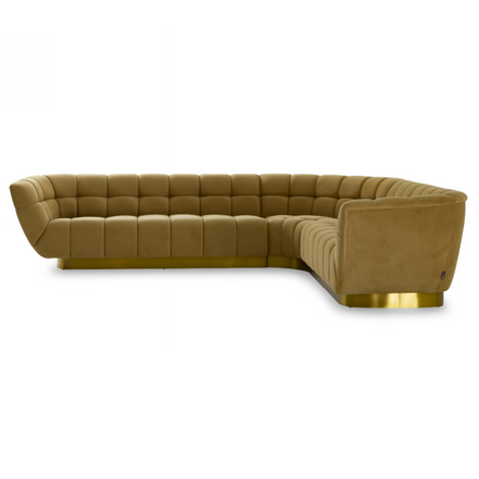 Granby - Glam Mustard + Gold Fabric Sectional Sofa - image 2