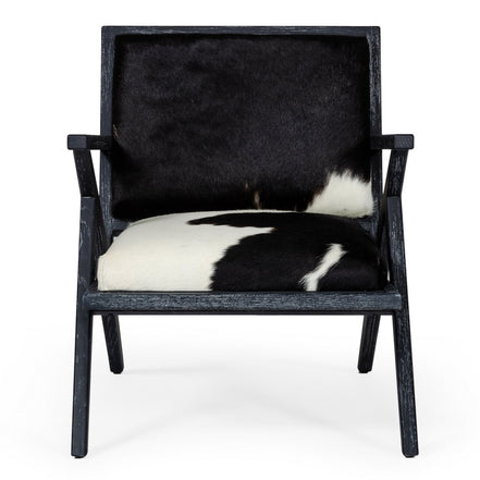 Hallam - Glam Black and White Cowhide Accent Chair