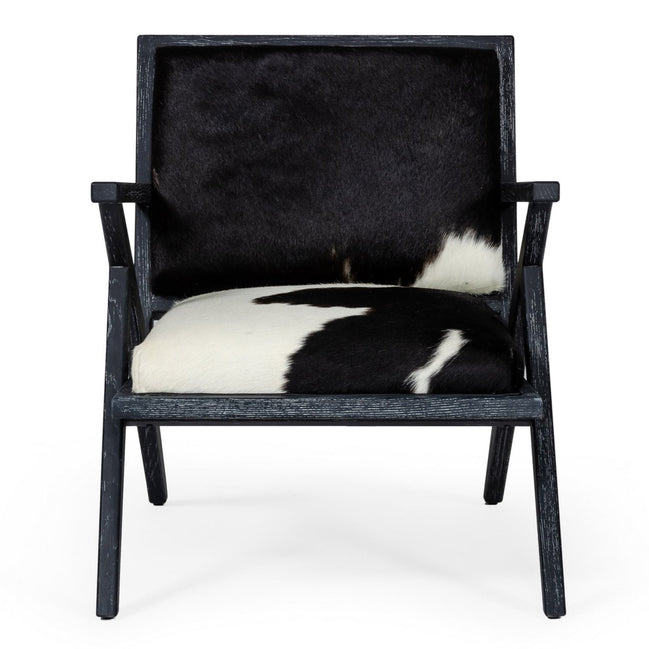 Hallam - Glam Black and White Cowhide Accent Chair