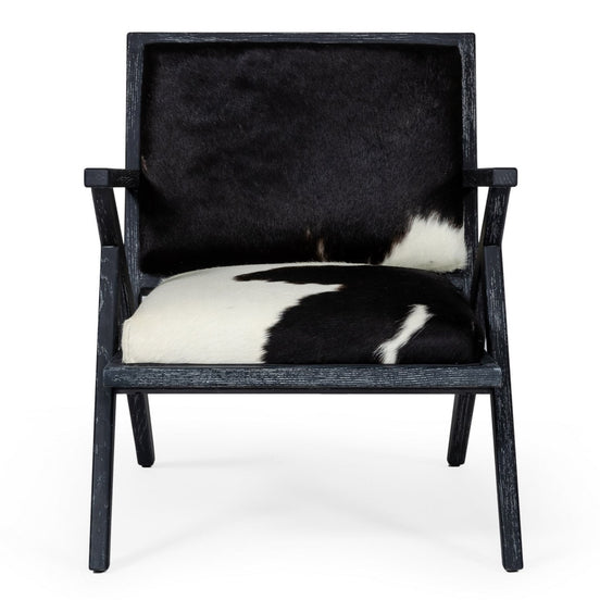 Hallam - Glam Black and White Cowhide Accent Chair