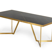 Nolte - Glam Black Zebrawood and Gold Dining Table