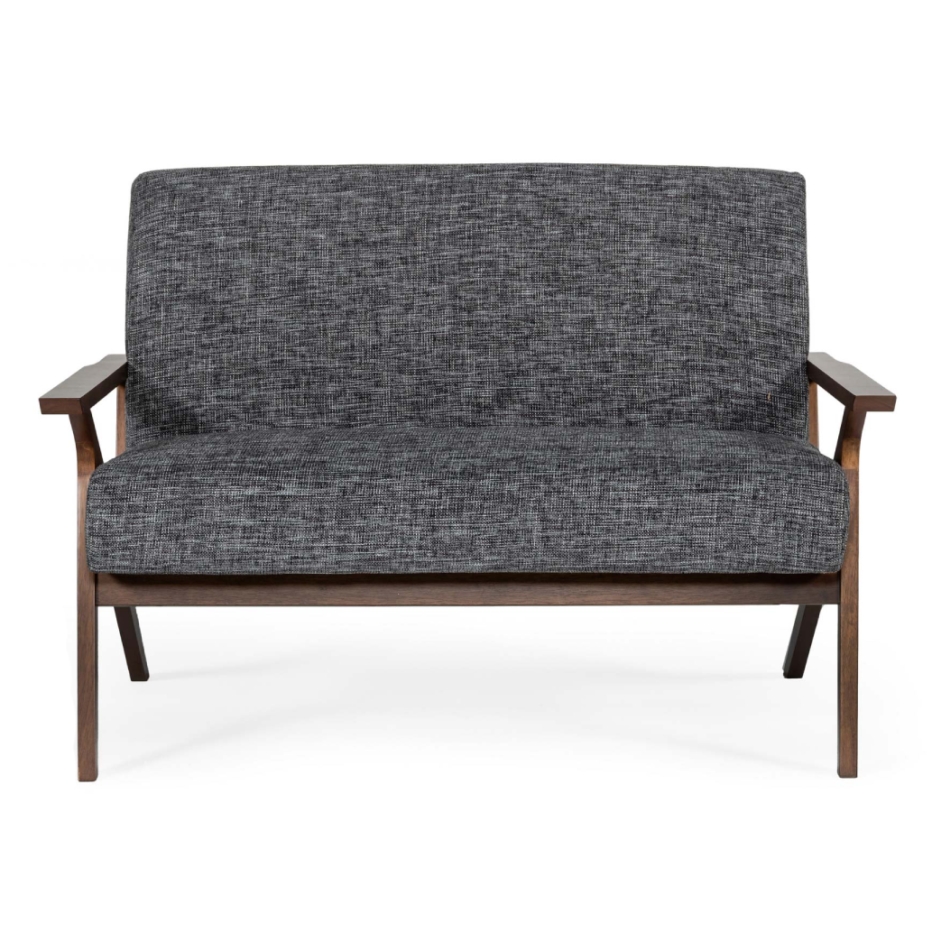 Candea - Mid-Century Walnut and Grey Compact Loveseat - image 3