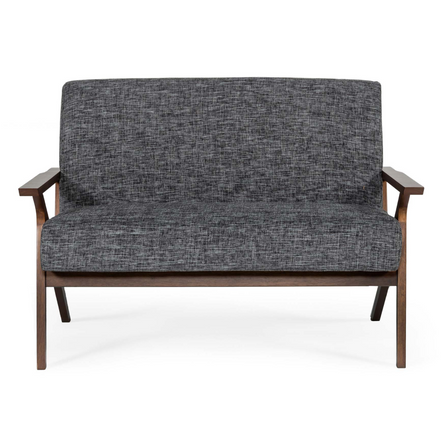 Candea - Mid-Century Walnut and Grey Compact Loveseat - image 3