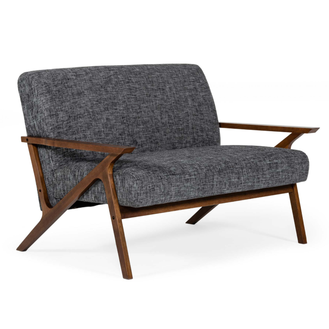 Candea - Mid-Century Walnut and Grey Compact Loveseat - image 4