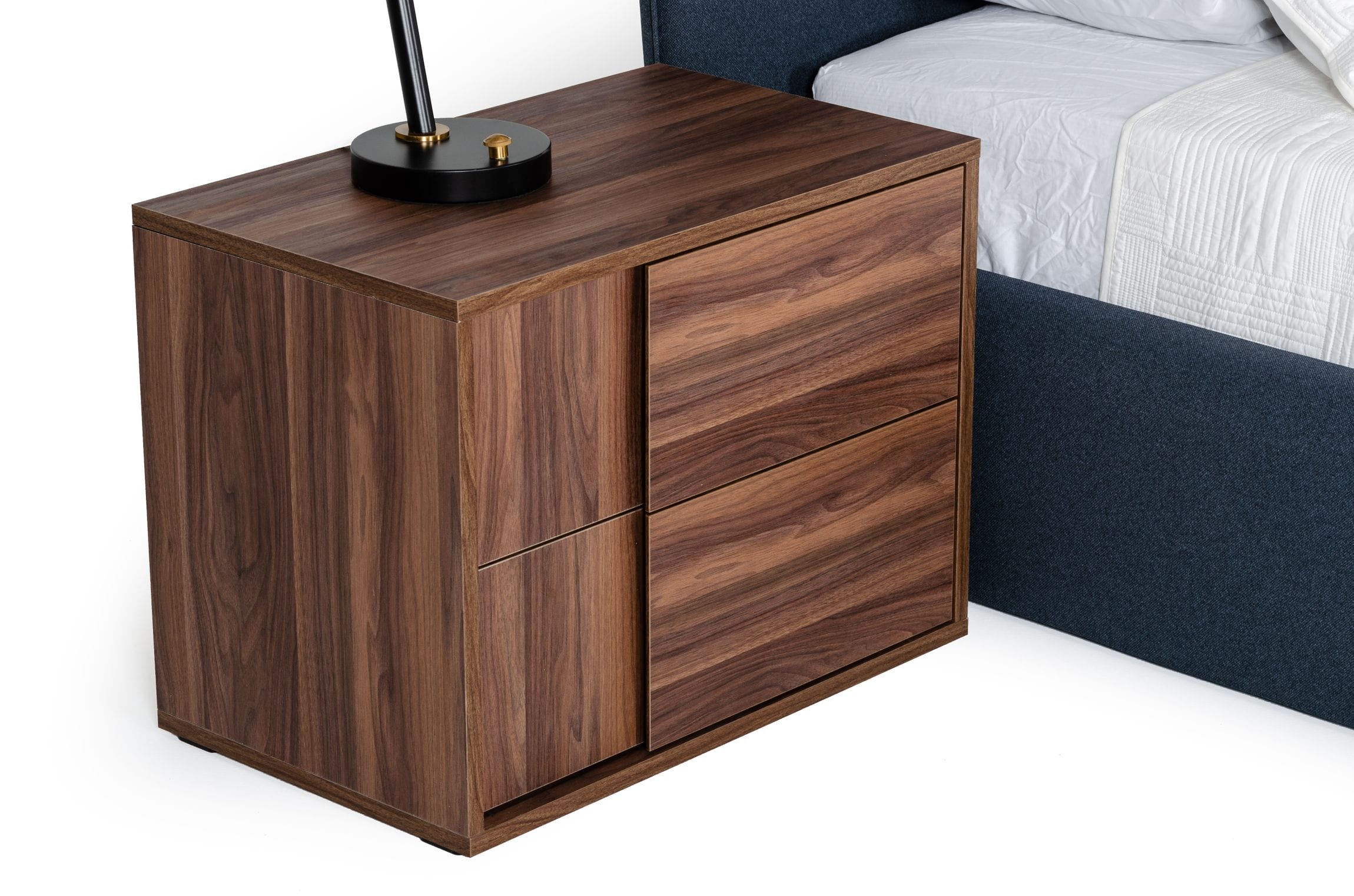 Asus - Italian Modern Walnut Nightstand - image 2