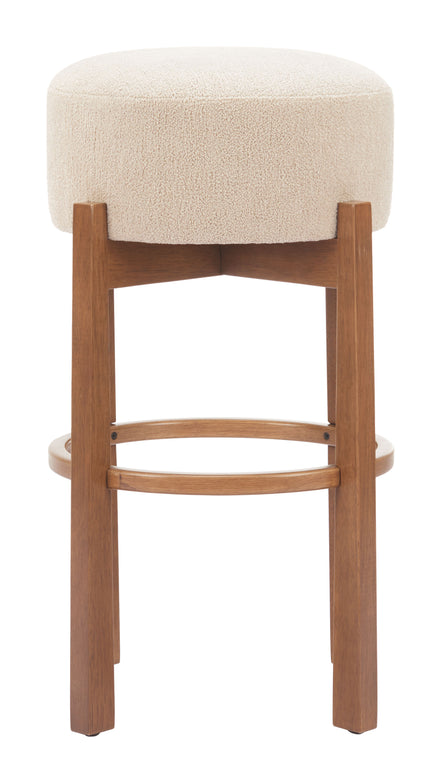 Nade Barstool (Set of 2) Beige & Walnut