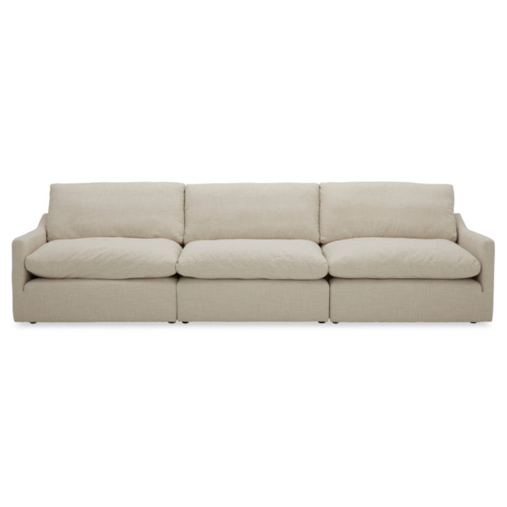 Fedora - Modern White Fabric Sectional Sofa + Ottoman - image 4
