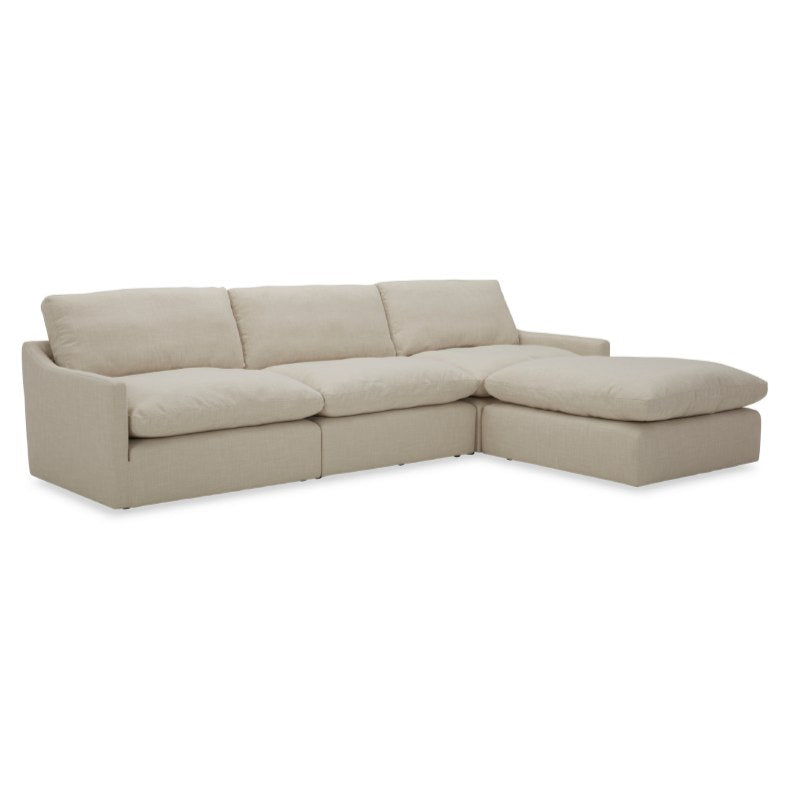 Fedora - Modern White Fabric Sectional Sofa + Ottoman - image 3