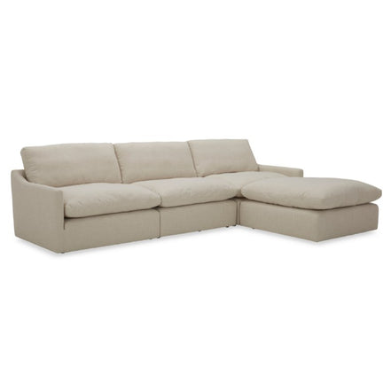 Fedora - Modern White Fabric Sectional Sofa + Ottoman - image 3