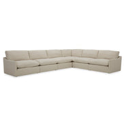 Fedora - Modern White Fabric Sectional Sofa + Ottoman - image 2