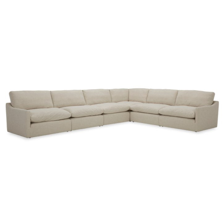 Fedora - Modern White Fabric Sectional Sofa + Ottoman - image 2