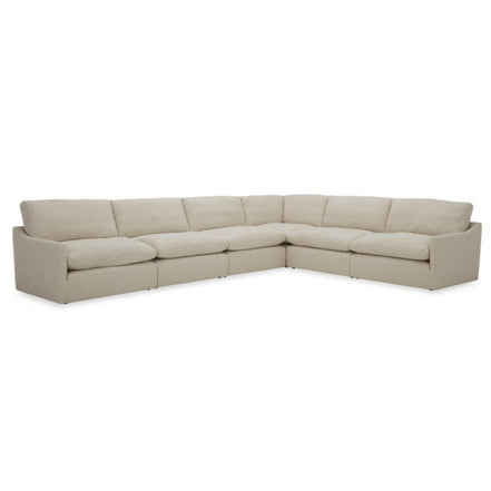 Fedora - Modern White Fabric Sectional Sofa + Ottoman - image 2