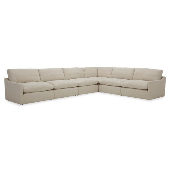 Fedora - Modern White Fabric Sectional Sofa + Ottoman - image 2