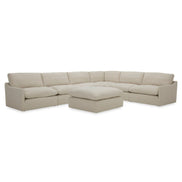 Fedora - Modern White Fabric Sectional Sofa + Ottoman