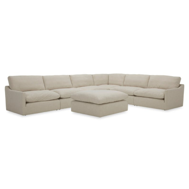 Fedora - Modern White Fabric Sectional Sofa + Ottoman