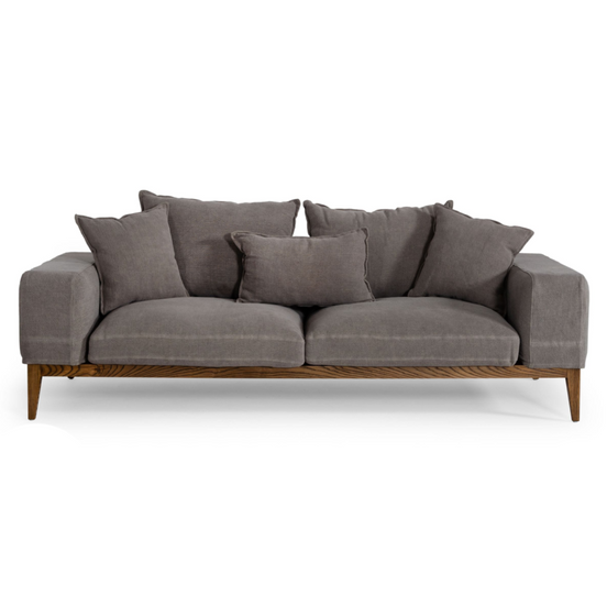 Corina - Modern Grey Linen Loveseat - image 2