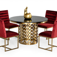 Kowal - Glam Black Marble Dining Table - image 3