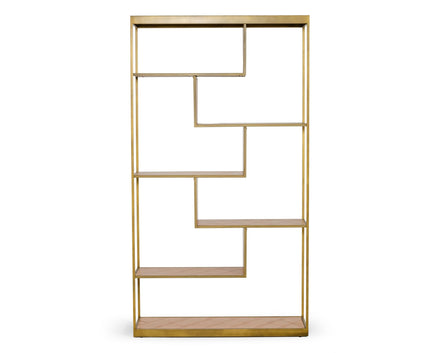 Jessica - Modern Oak & Brass Bookshelf
