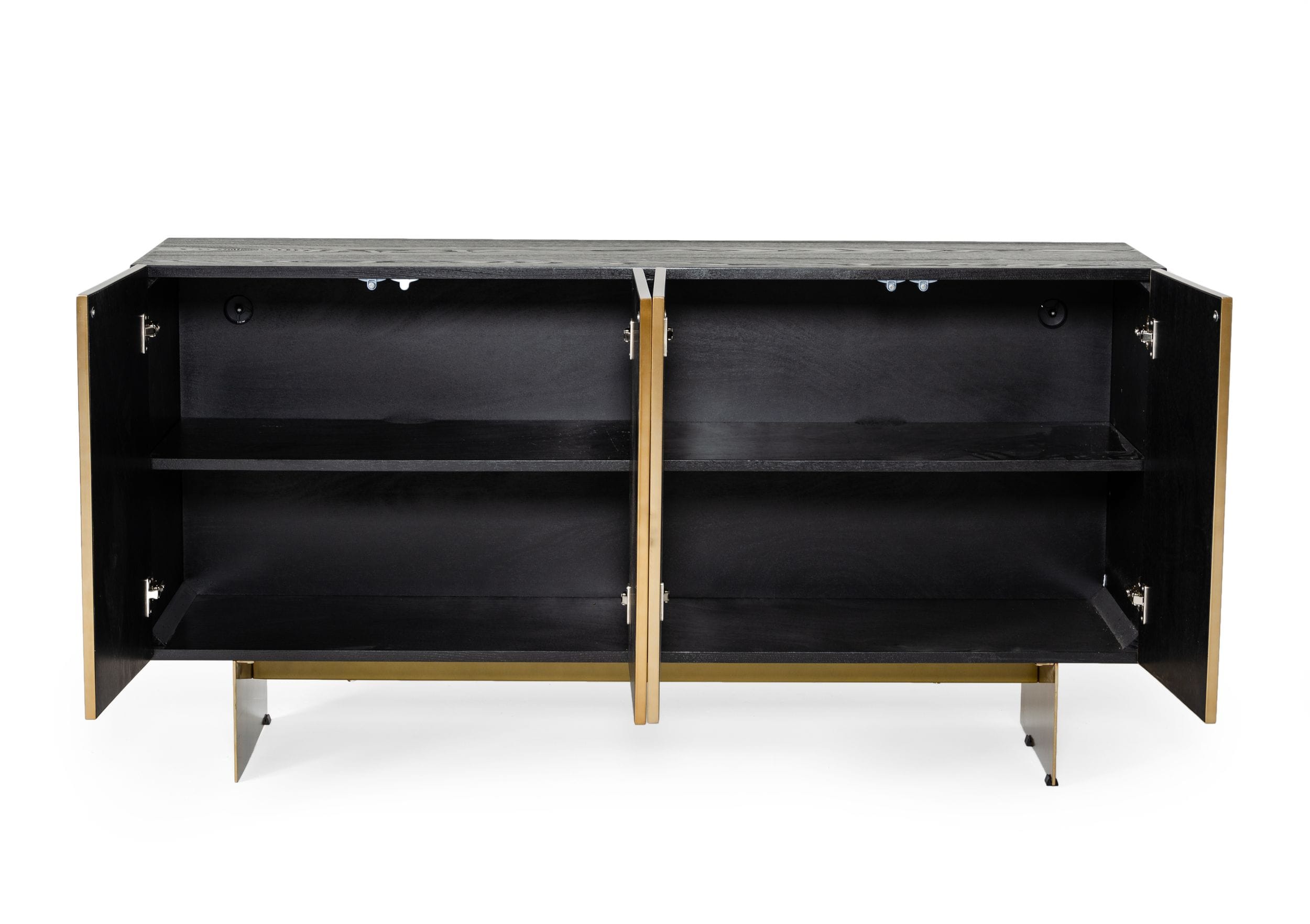 Perret - Glam Black Ash & Brushed Brass Modern Buffet - image 2