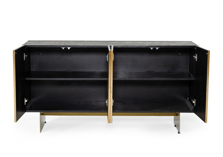 Perret - Glam Black Ash & Brushed Brass Modern Buffet - image 2