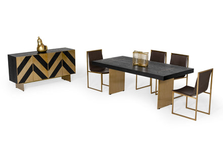 Perret - Glam Black Ash & Brushed Brass Modern Buffet - image 4