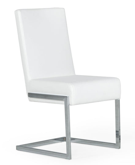 Batavia - Modern White & Stainless Steel Dining Chair (Set of 2) - image 4