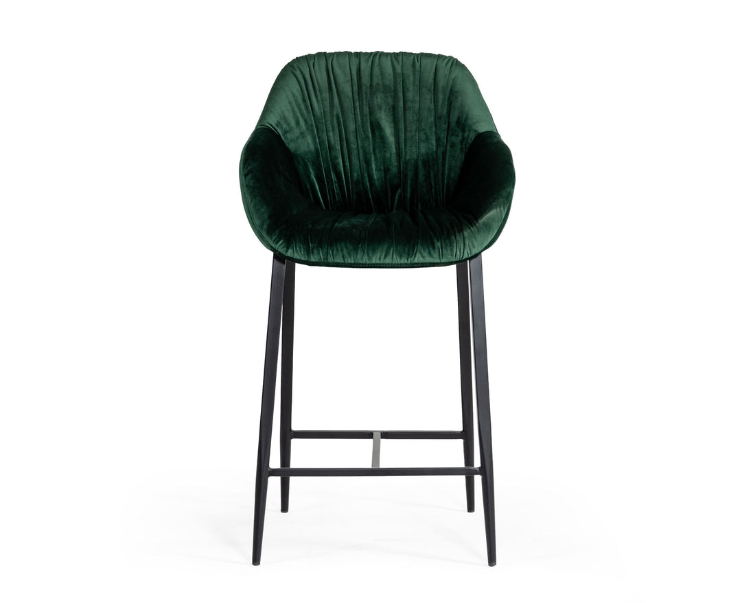 Katrina - Modern Green Fabric Bar Stool