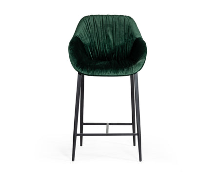 Katrina - Modern Green Fabric Bar Stool