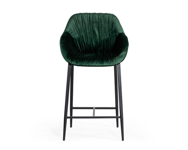 Katrina - Modern Green Fabric Bar Stool