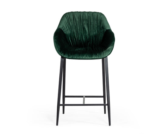 Katrina - Modern Green Fabric Bar Stool