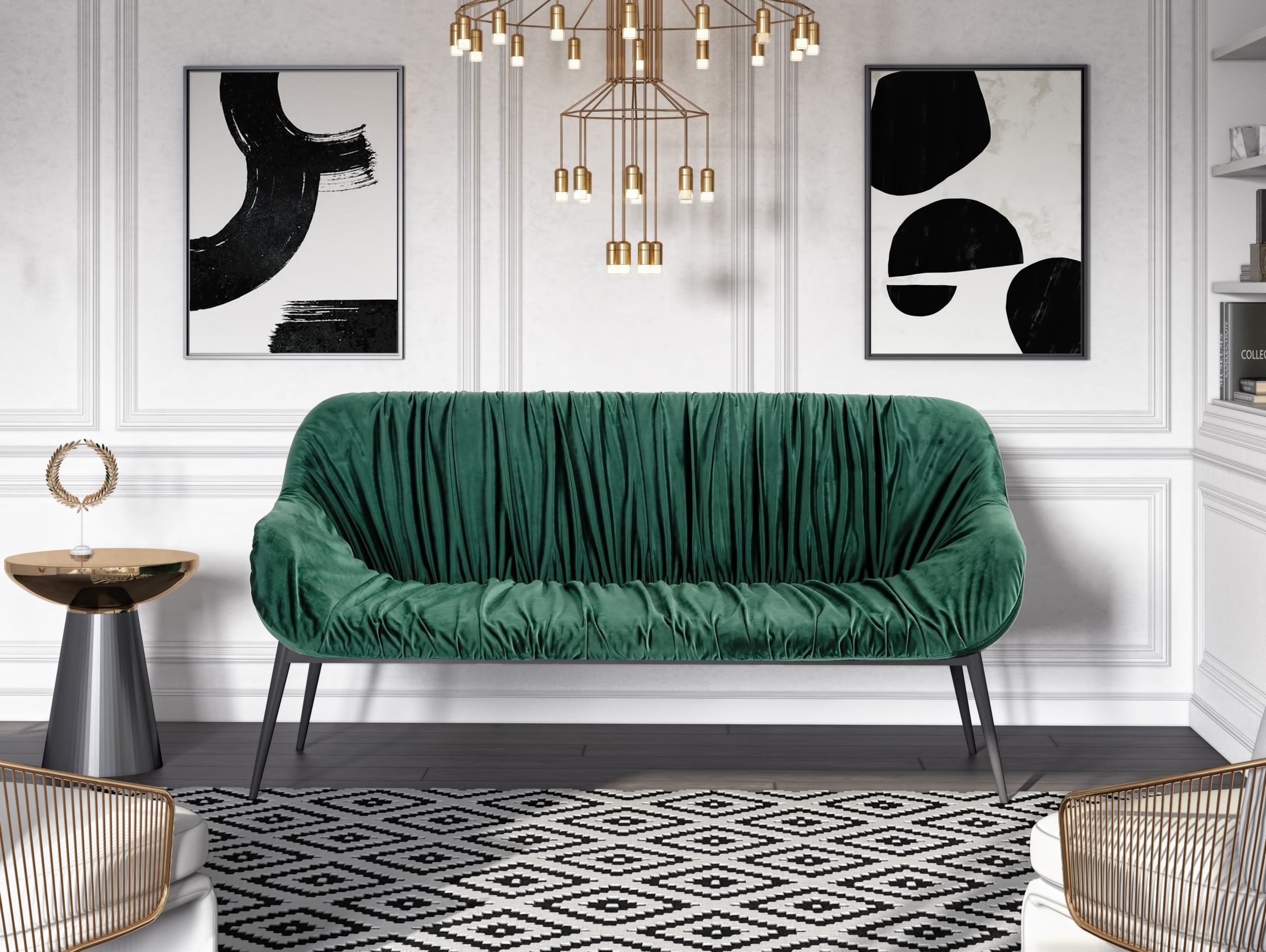 Katrina - Modern Green Fabric Bench - image 2