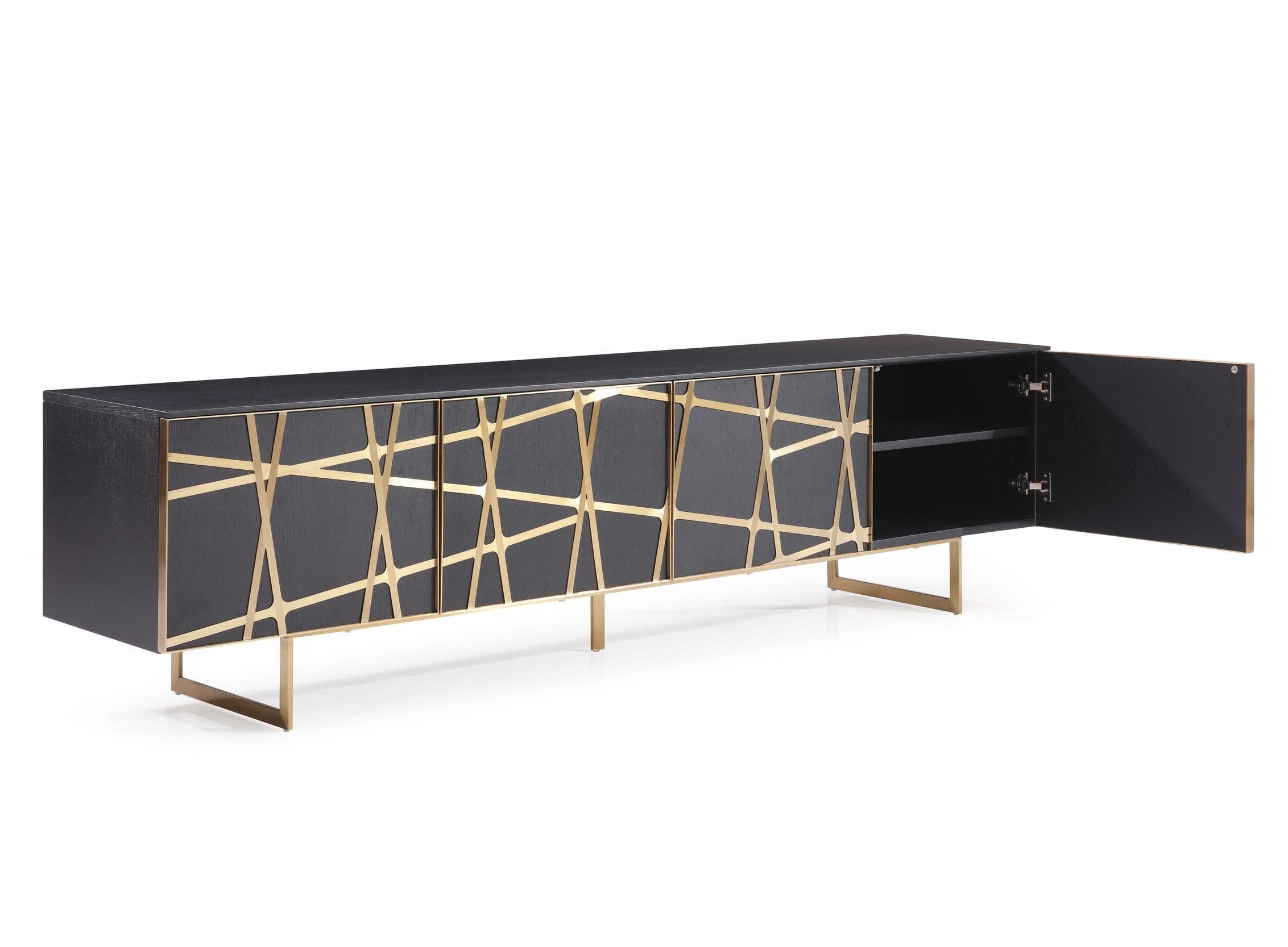 Kilson - Modern Black Oak & Champagne Gold TV Stand - image 2