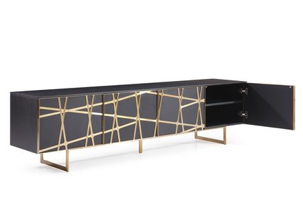 Kilson - Modern Black Oak & Champagne Gold TV Stand - image 2
