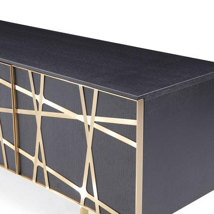 Kilson - Modern Black Oak & Champagne Gold TV Stand - image 3