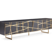 Kilson - Modern Black Oak & Champagne Gold TV Stand