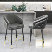 Elliot - Contemporary Grey & Black/Gold Dining Bar Stool (Set of 2) - image 4